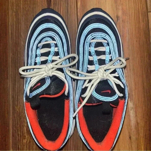 Nike Air Max 97 Midnight Navy Habanero Red 921522-402 size 5 Y= Women’s 6.5 - Picture 5 of 10